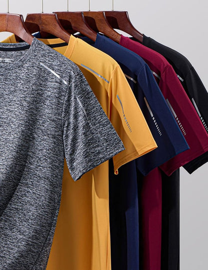 Men's Active Quick Dry Crew Neck T-Shirts - 5 Pack Athletic Workout Tees | Short Sleeve, Lightweight & Breathable