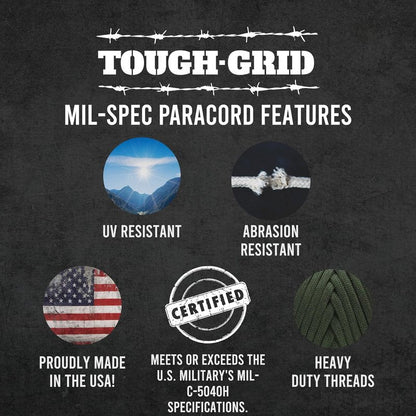 Tough-Grid 550 Paracord Rope - Durable Nylon Survival Cord for Camping, Tactical Gear & Emergency Kits | Made in USA