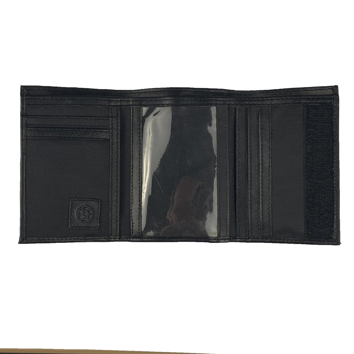 Sprocket Men's Nylon Trifold Wallet with Leather Trim and ID Window (Black)