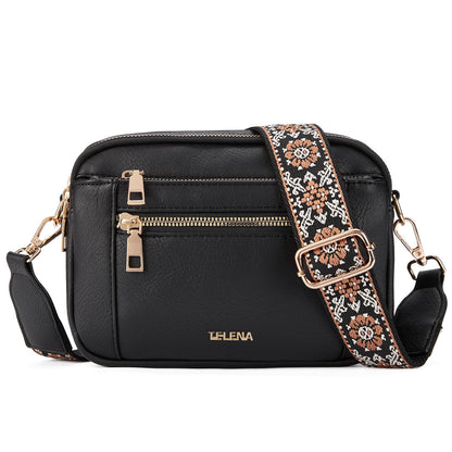 Telena Small Crossbody Bags For Women Vegan Leather Crossbody Purse With Adjustable Wide Strap For Daily Life