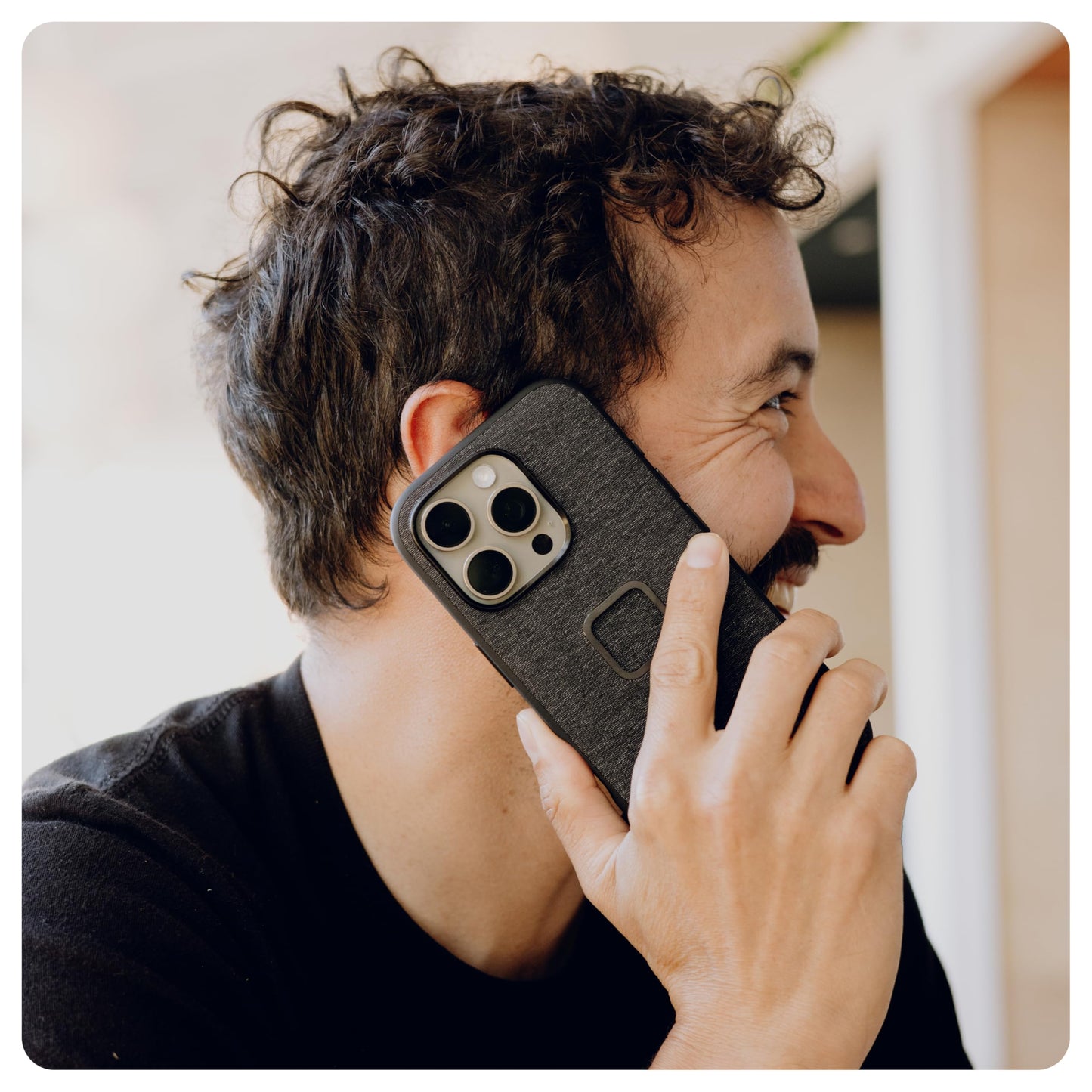 Peak Design Mobile Everyday Phone Case for iPhone 17 Pro, Charcoal, Slim Profile, Drop Protection, Weatherproof Fabric Shell, SlimLink Connects to Mobile Mounts & Gear Tan