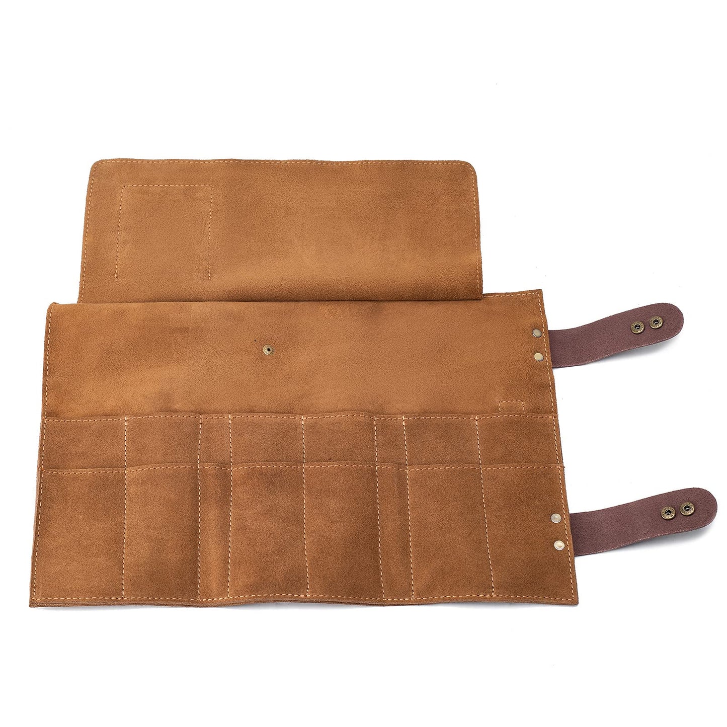 Hair Stylist Scissor Holder Pouch Cases for Hairdressers, Real Leather Scissor Roll Up Bag, Salon Tools Organizer for Barber Hairdresser (V-001-Brown)