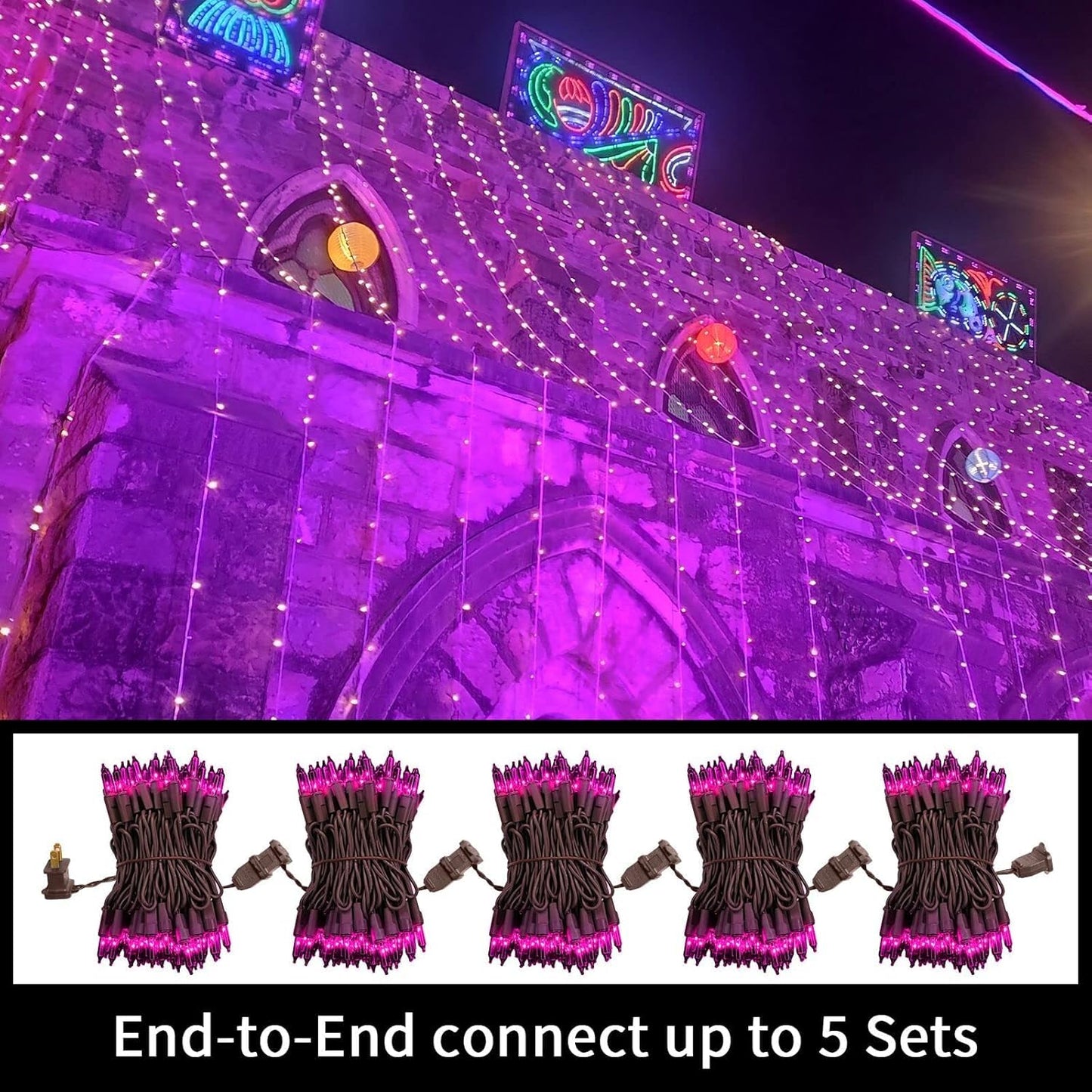LAMPHOME Halloween Purple String Lights, 100 Mini Fairy Lights Set, Brown Wire 20Ft Traditional Halloween Holiday Décor for Home, Christmas Tree, Bedroom, Patio, Wedding