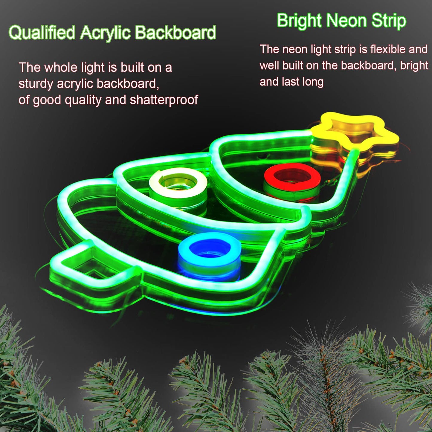 SmilingTown Christmas Neon Signs for Wall Decor USB Operated Neon Art Decorative Lights for Home Office Bar Pub Club Party Supplies Gift Idea (Christmas Tree)