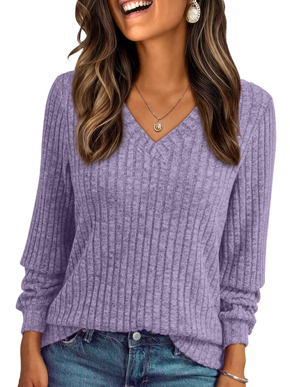 AUTOMET Womens V Neck Long Sleeve Shirt Fall Fashion Tops Tunic Dressy Casual Sweater Clothes Cute Trendy Work Outfits 2025