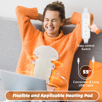 Electric Heating Pad for Period Cramps, Cuddly Soft 14" Capybara Plush with a Hot Soft Belly USB Powered, Menstrual Heating Pad Neck Shoulder Pain Relief, Gift for Women Daughter Wife