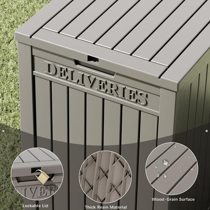 LHBGO Package Delivery Box for Outside, 48 Gallon Storage with Lockable Secure, Large Double Wall Resin Outdoor Package Delivery Waterproof Deck