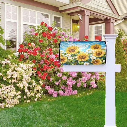 Mailbox Covers Sunflower Daisy Flower Art Magnetic Letter Post Box Cover Standard Size 21 x 18 Inch Garden Yard Home Decorative