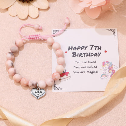 Sereney 7 Year Old Girl Birthday Gifts, Adjustable Beaded Bracelet as 7th/7yr Year Old Girl Birthday Gifts for Seven Daughter Niece Granddaughter Girl