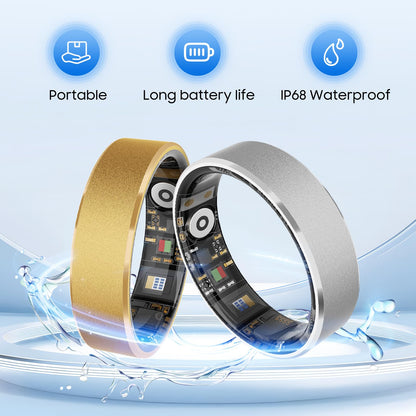 prxxhri Smart Health Ring, Featuring Stress and Sleep Monitoring Functions, Compatible with iOS and Android,Waterproof Fitness Tracker for Women & Men, No Subscription Fee. (Silver, 11)