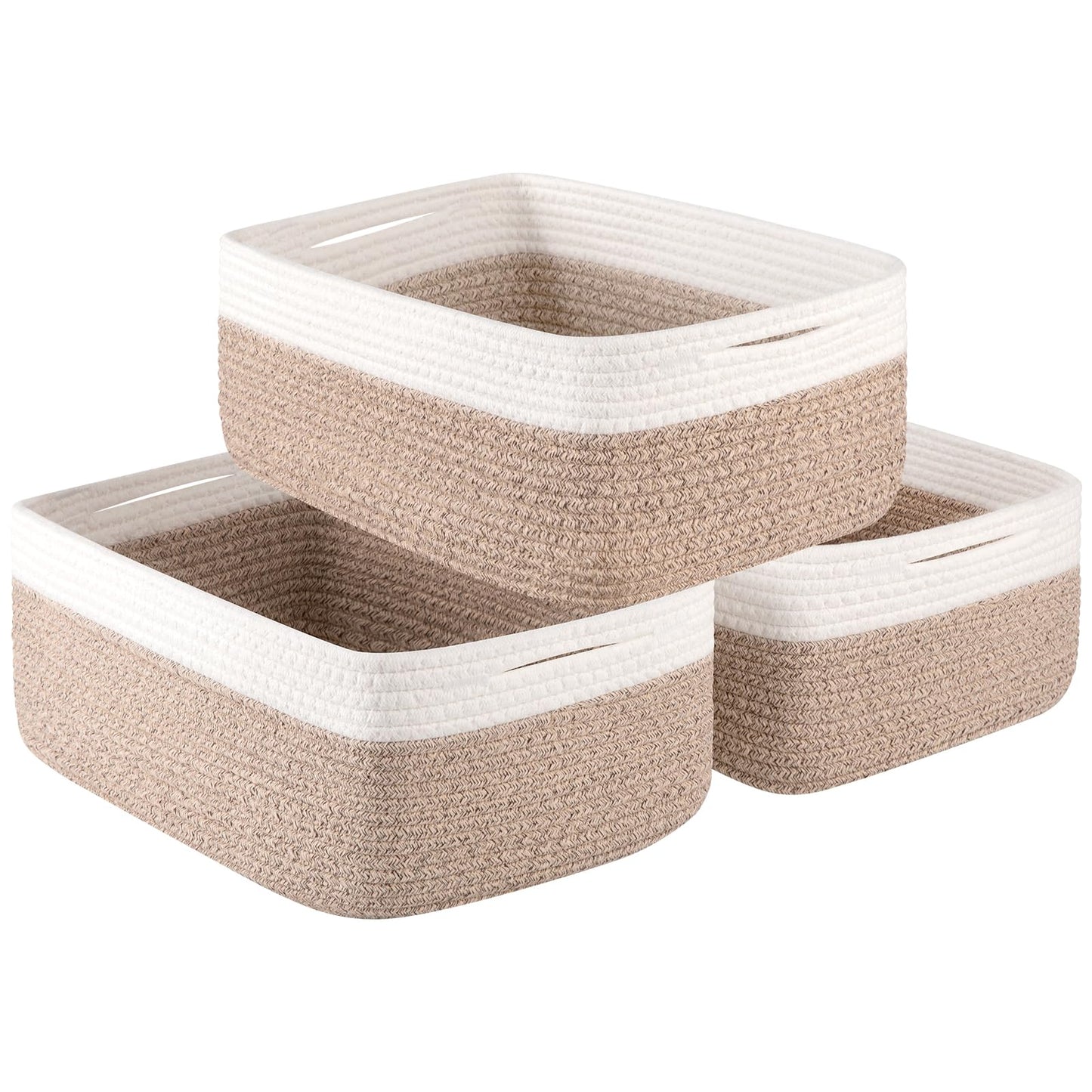 OIASKET Storage Baskets for Organizing 3 Pack, Woven Baskets for Shelves, Closet Organizer Bins Empty Gift Basket Toy Storage for Toys, Books, Towels, Clothes, 15"x11.42"x6.7", Yellow
