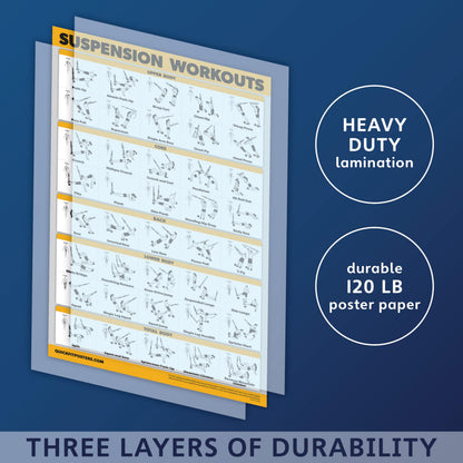 Palace Learning 3 Pack - Suspension Workout Posters - Volume 1 & 2 + Dumbbell Exercises Poster Set - Set of 3 Workout Charts (LAMINATED, 18" x 24")