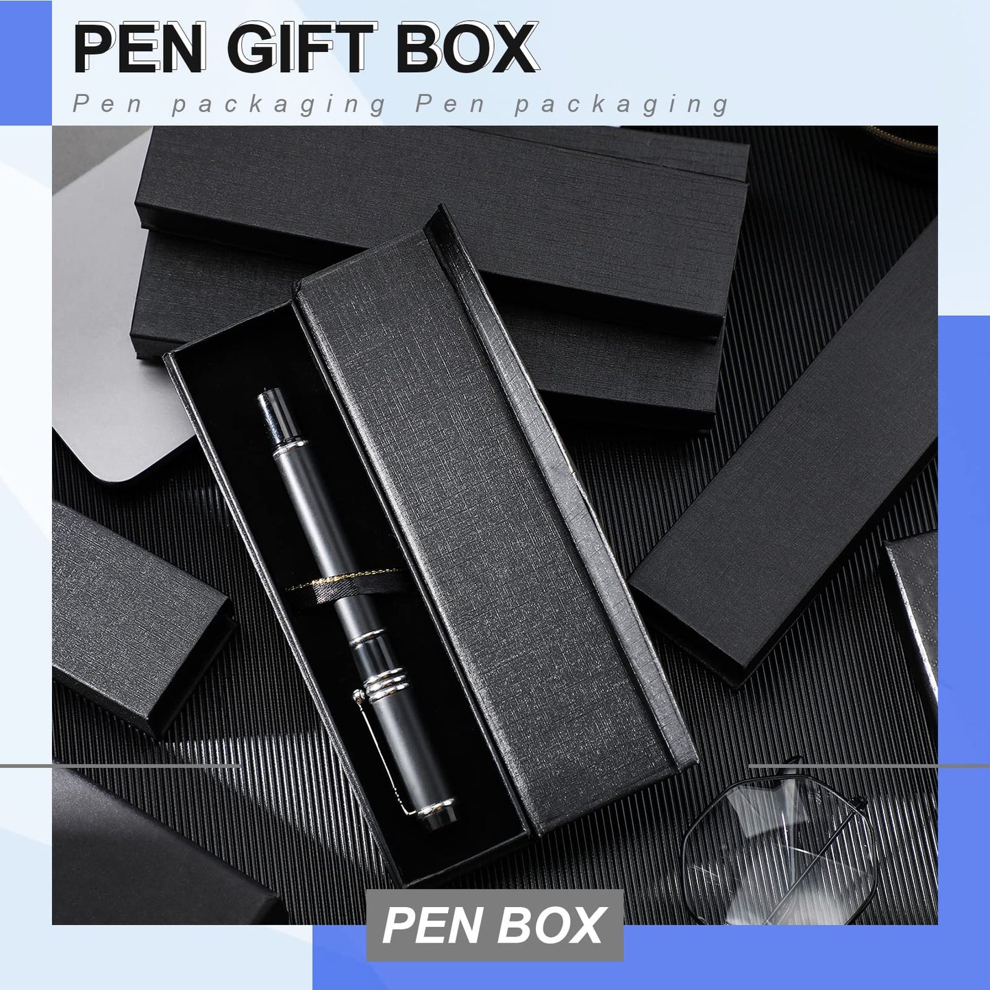 Gersoniel 6 Pcs Pen Boxes Gift Empty Black Pen Case with Cushion Cardboard Box Display Case for Jewelry Gift Birthday Souvenir Presentation Business Christmas Office Supplies