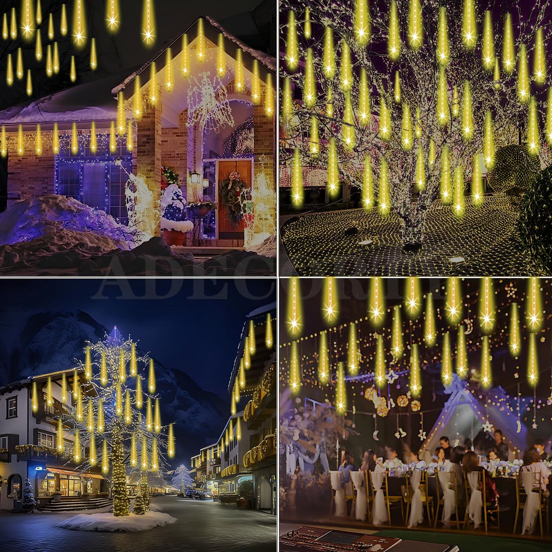 Adecorty Christmas Lights Outdoor, UL Certified Falling Rain Drop Light