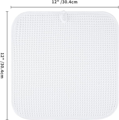 Microfiber Waffle Face Towels, 4 Pieces, Fast Drying, Lint Free 430 GSM