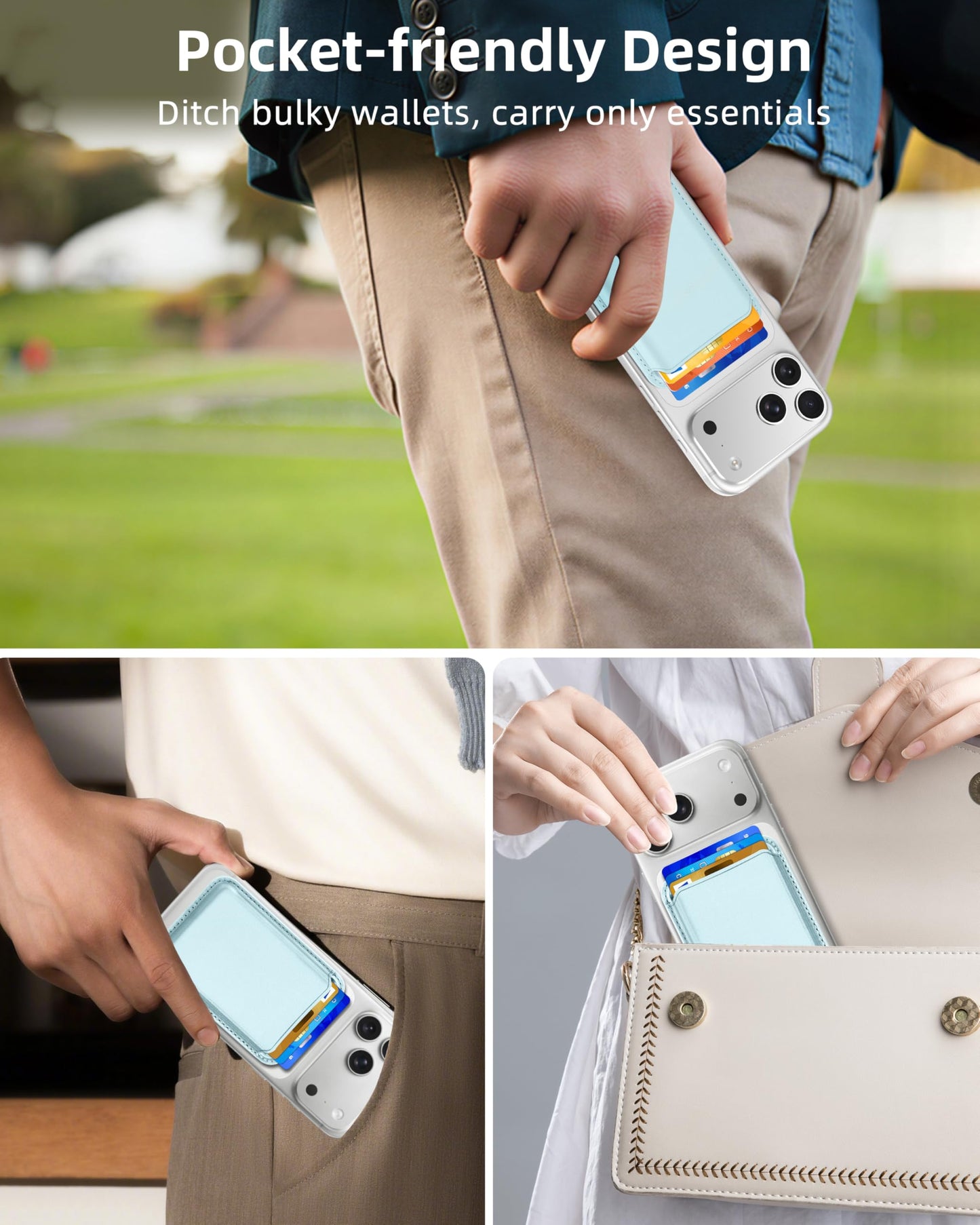 HiWe for MagSafe Wallet: 3-Card Holder, RFID Blocking, Strong Magnet for iPhone 12-17 Series, Slim, 1 Slot