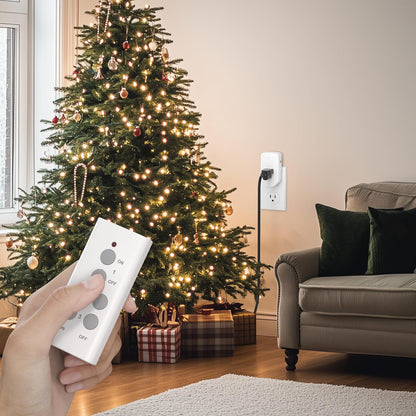 BN-LINK Wireless Remote Control Electrical Outlet Switch for Lights, Fans, Christmas Lights, Small Appliance, Long Range White 10A/1200W, 1 Remote + 1 Outlet
