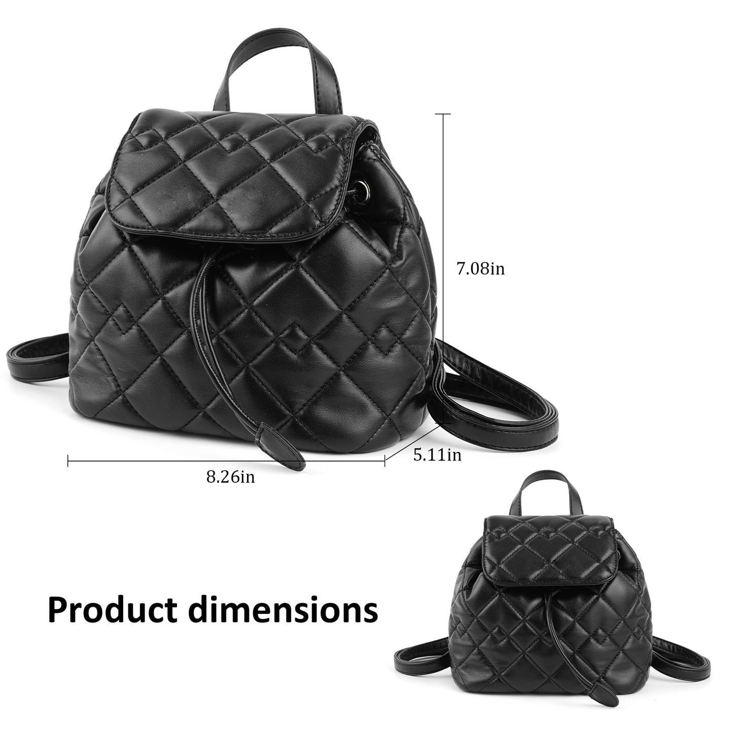 Goinsound Quilted Mini Backpack for Women, Vegan Leather Convertible Backpack Purse with Magnetic Closure, Trendy Daybag