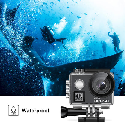 AKASO V50 Elite 4K60fps Touch Screen WiFi Action Camera Voice Control EIS 131 feet Waterproof Camera 8X Zoom Remote Control