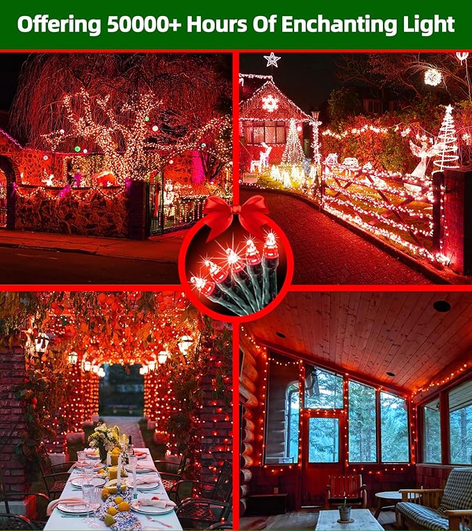 750 LED 240FT Christmas Lights Outdoor,12 Lighting Modes Christmas String Lights with Timer, Dimmable Plug in Red LED StringLights Waterproof for Yard Tree Wedding Party Holiday Red