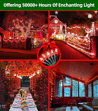 750 LED 240FT Christmas Lights Outdoor,12 Lighting Modes Christmas String Lights with Timer, Dimmable Plug in Red LED StringLights Waterproof for Yard Tree Wedding Party Holiday Red