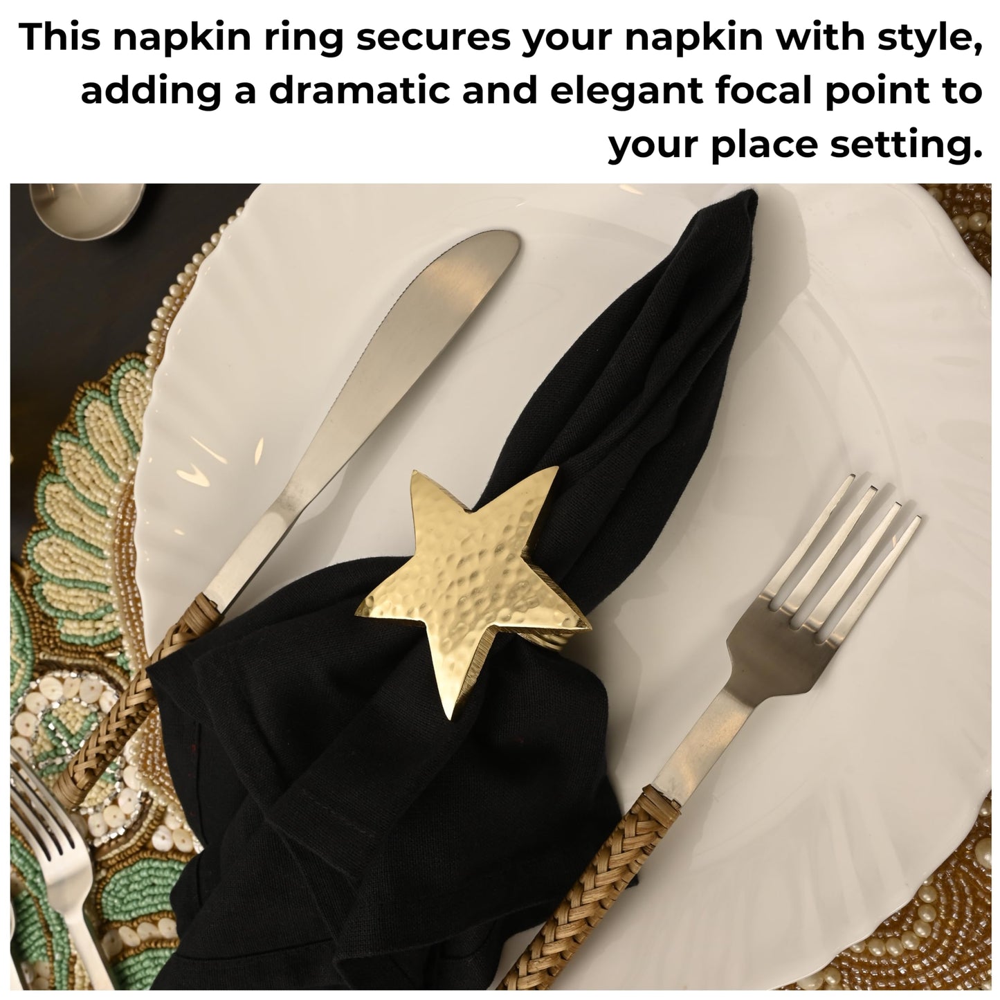 ALPHA Living HOME Napkin Rings Set of 12, Star Napkin Holders, Rustic Napkin Rings, Premium Metal Napkin Ring Bulk for Party Decoration, Dinning Table, Everyday, Family Gatherings (Gold)