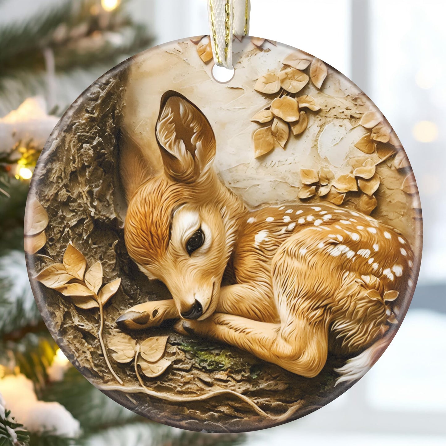 3.5" Ceramic Deer Ornaments for Christmas Tree, Christmas Ornament, Heirloom Keepsake, Gift Exchange, Gift Idea, Bauble Present