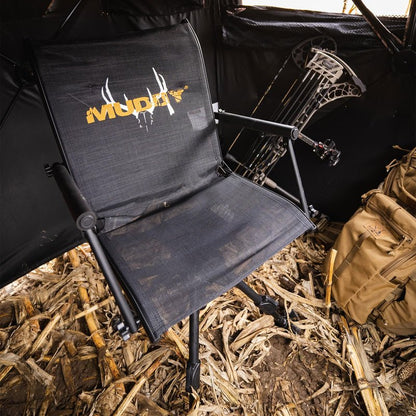 Muddy Swivel Ground Seat with Adjustable Legs - Durable Foldable Portable Hunting Outdoor 360 Degree Flex-Tek Seat with Integrated Armrests & Removable Carry Strap, 300 Lbs. Maximum Capacity