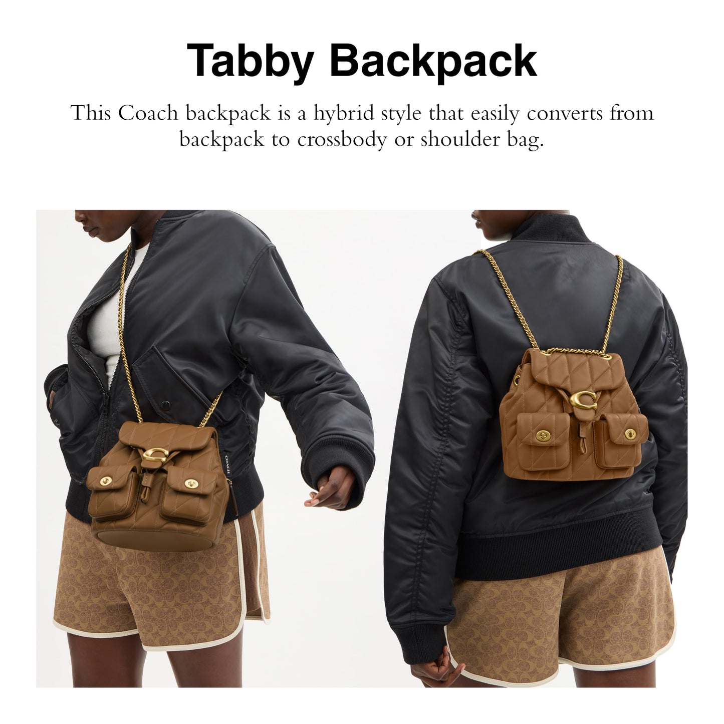 COACH Tabby Backpack with Quilting Honey Brown One Size