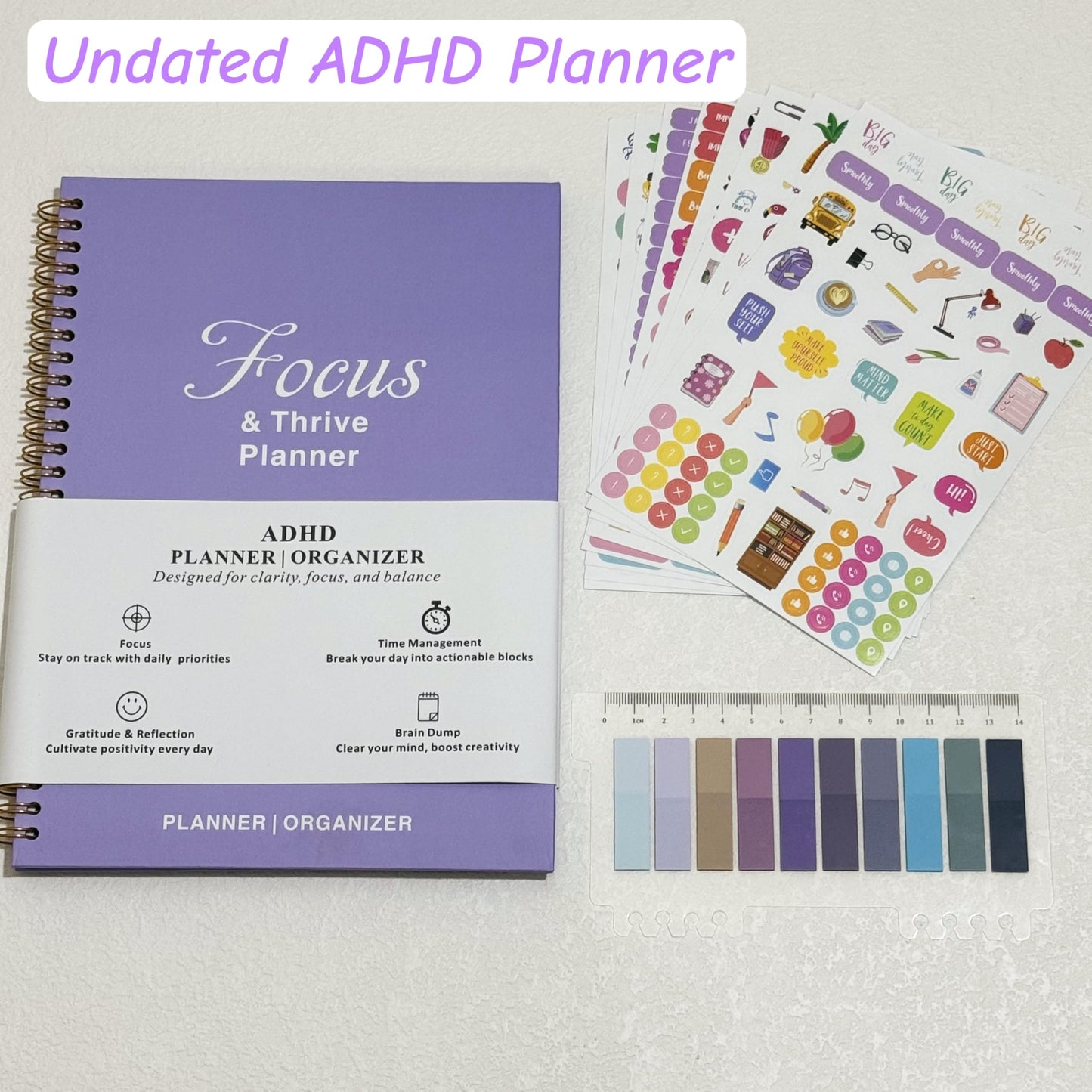 ADHD Daily Planner for Neurodivergent Adults - Focus & Thrive Planner, Undated Task Management Organizer, Productivity Planners for Women to Stay Organized - Larger Size 7 * 10in (Purple)