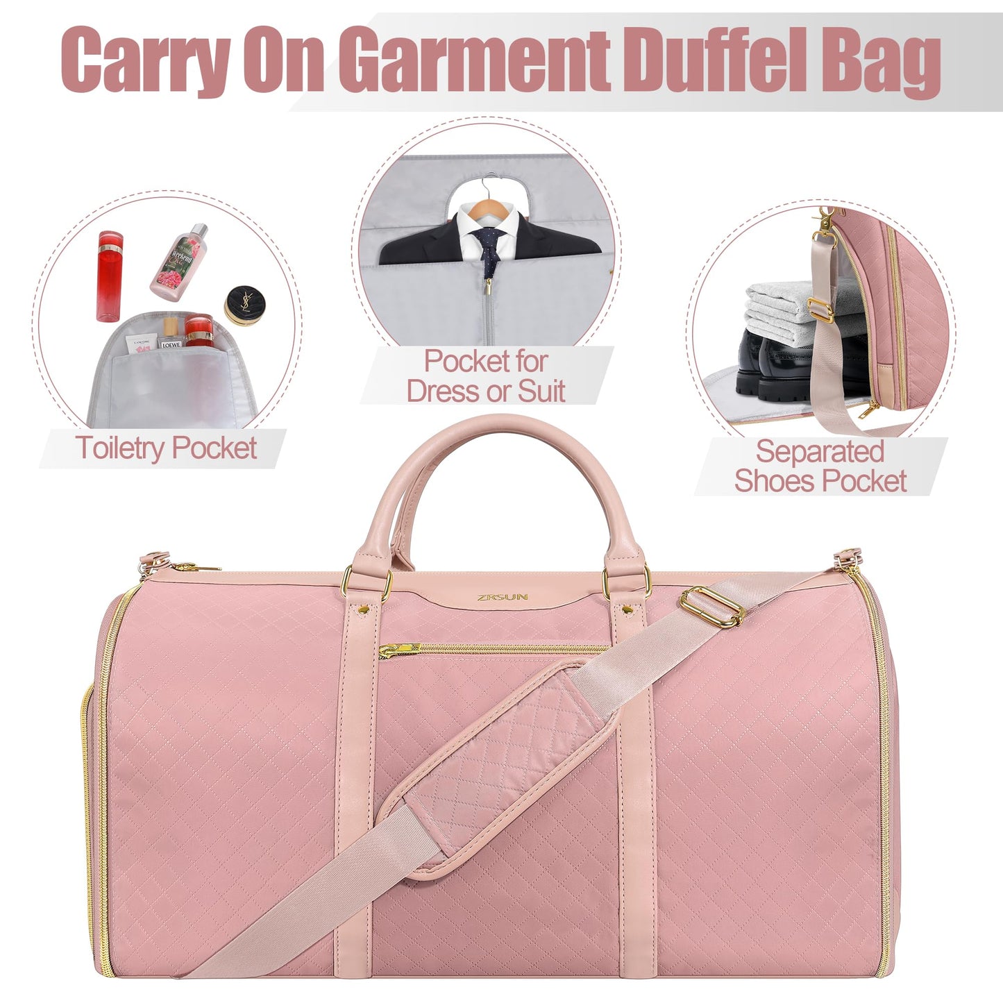 Garment Bag for Travel, Convertible Carry-On Duffel with Shoe Compartment, Waterproof & Wrinkle-Free Suit Carrier for Business Trips & Weekend Getaways, Foldable & Lightweight