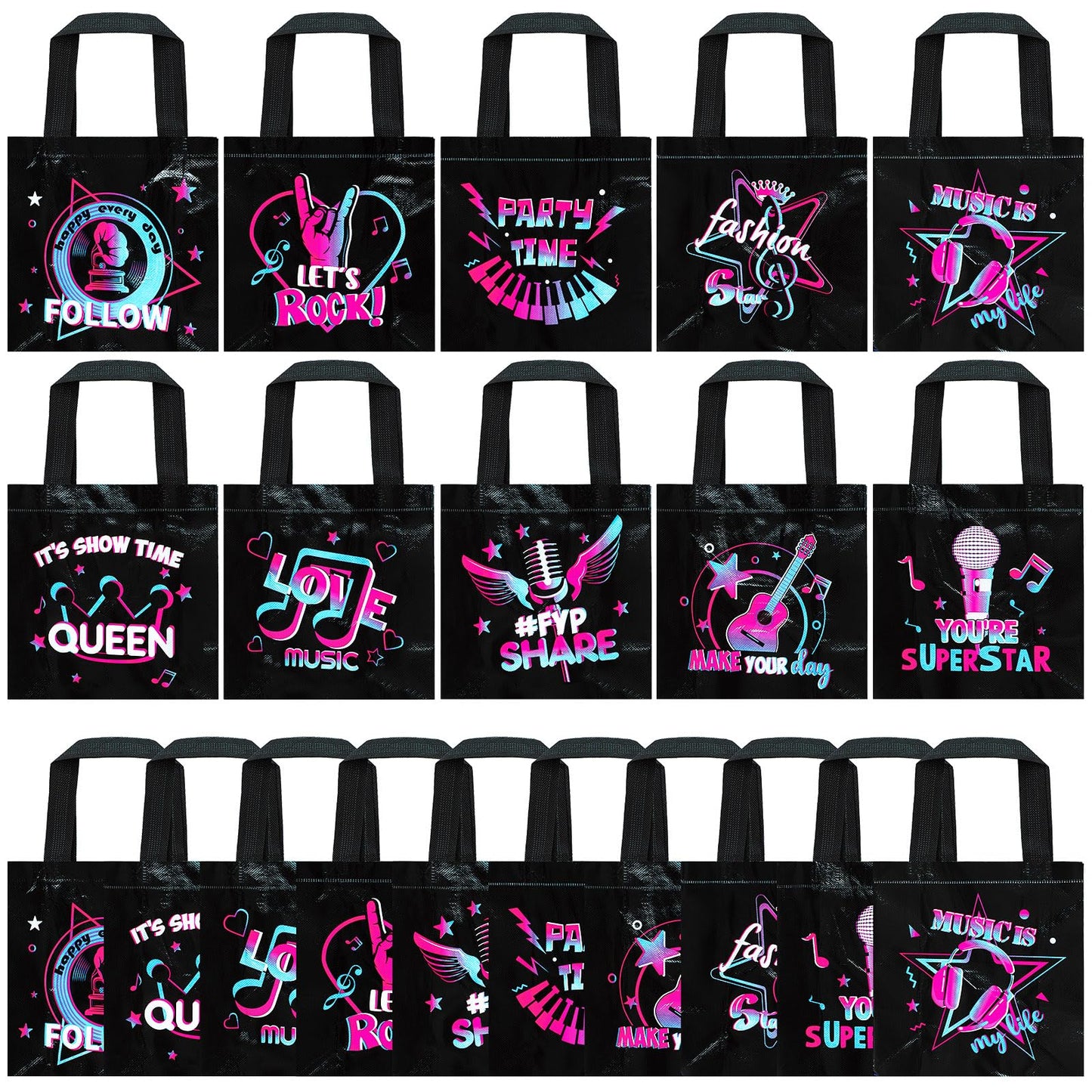 Pinkunn 20 Pcs Music Party Favor Bags Non-woven Gift Bags Music Party Favors Treat Candy Boxes for Teens Theme Gifts Supplies
