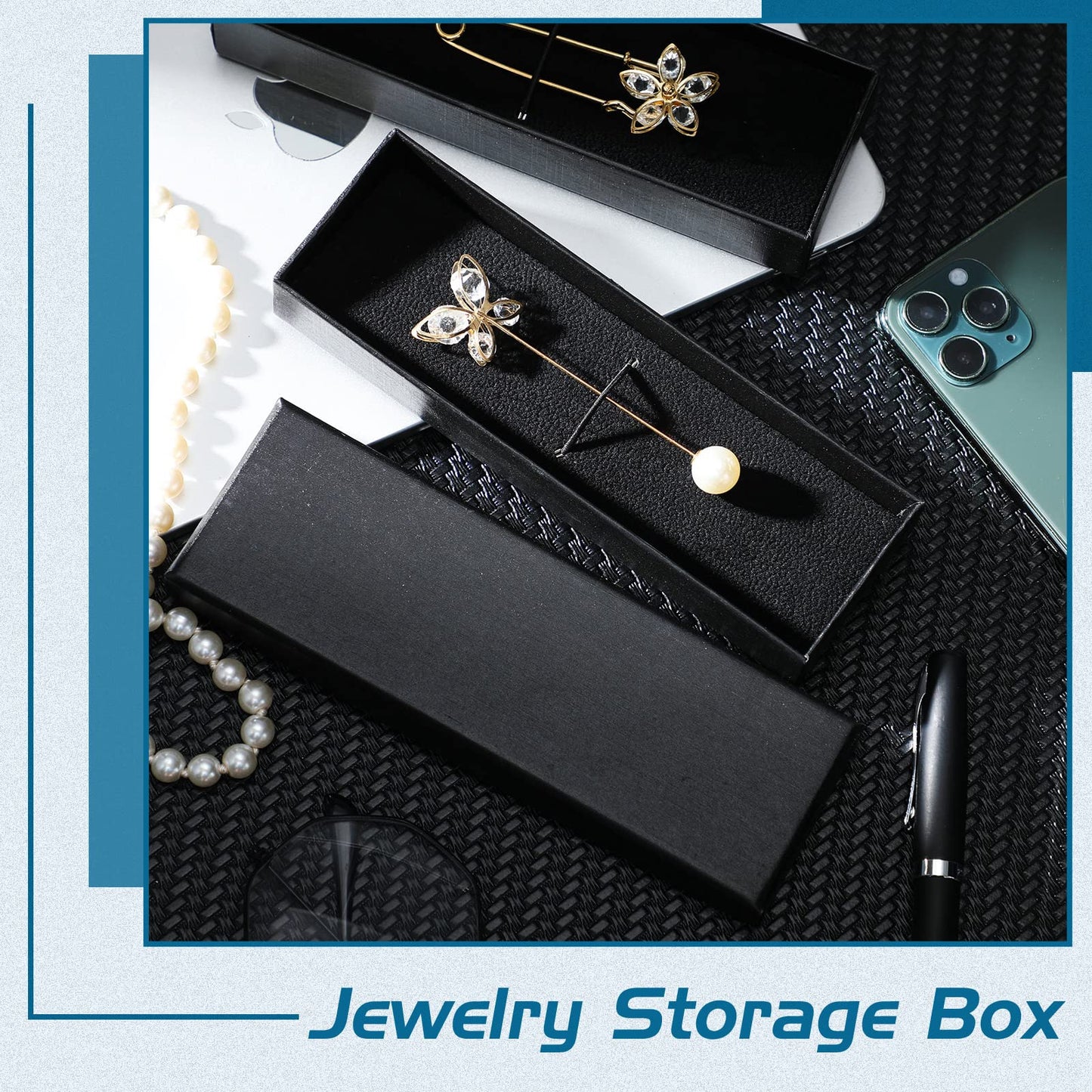 Yexiya 12 Pieces Empty Pen Gift Box with Cushion for Display Pencil Ballpoint Fountain Pen Jewelry Black Cardboard Collection Case for Wedding Business Birthday Souvenir Office Supplies