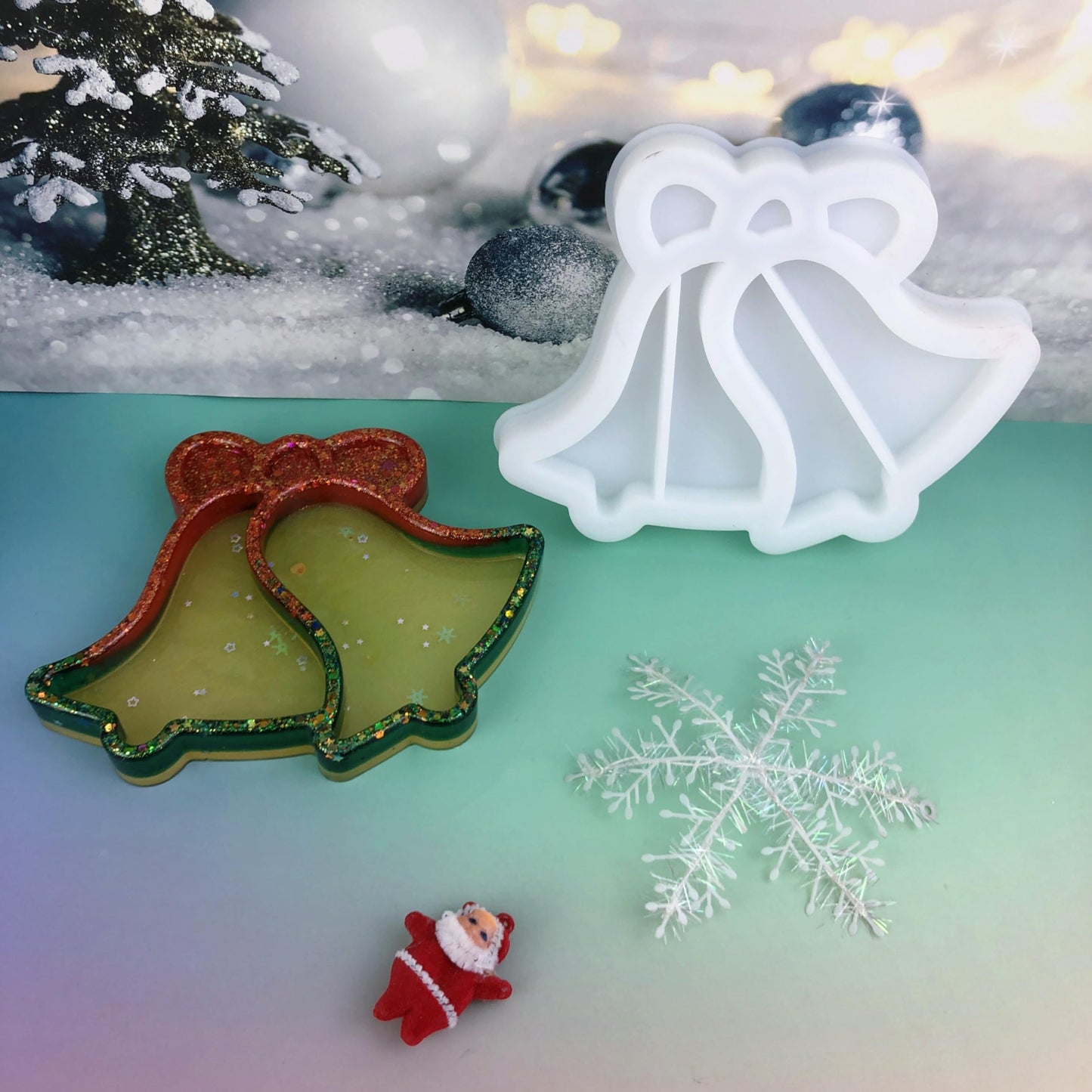 Christmas Bell Tray Resin Silicone molds, Snack Candy Plate, Jewelry Storage Plate Casting Mold, Holiday Furniture Decoration handicrafts Resin molds Silicone Clearance