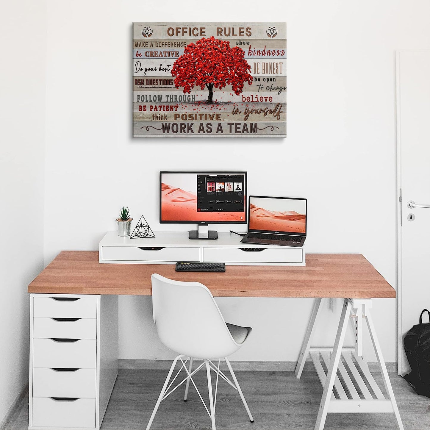 HDXUFJQ Inspirational Wall Art For Office Office Rules Canvas Wall Art Team Rules Motivation Positive Quotes Wall Decor Teamwork Painting Prints for Home Ready to hang(12"x16")