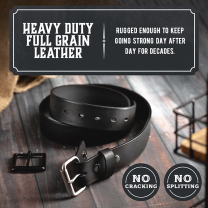 Main Street Forge No Buckle Belt | Made in USA Mens Cowboy Belt | 1 1/2" Leather Belt Strap | Bootlegger Brown 38