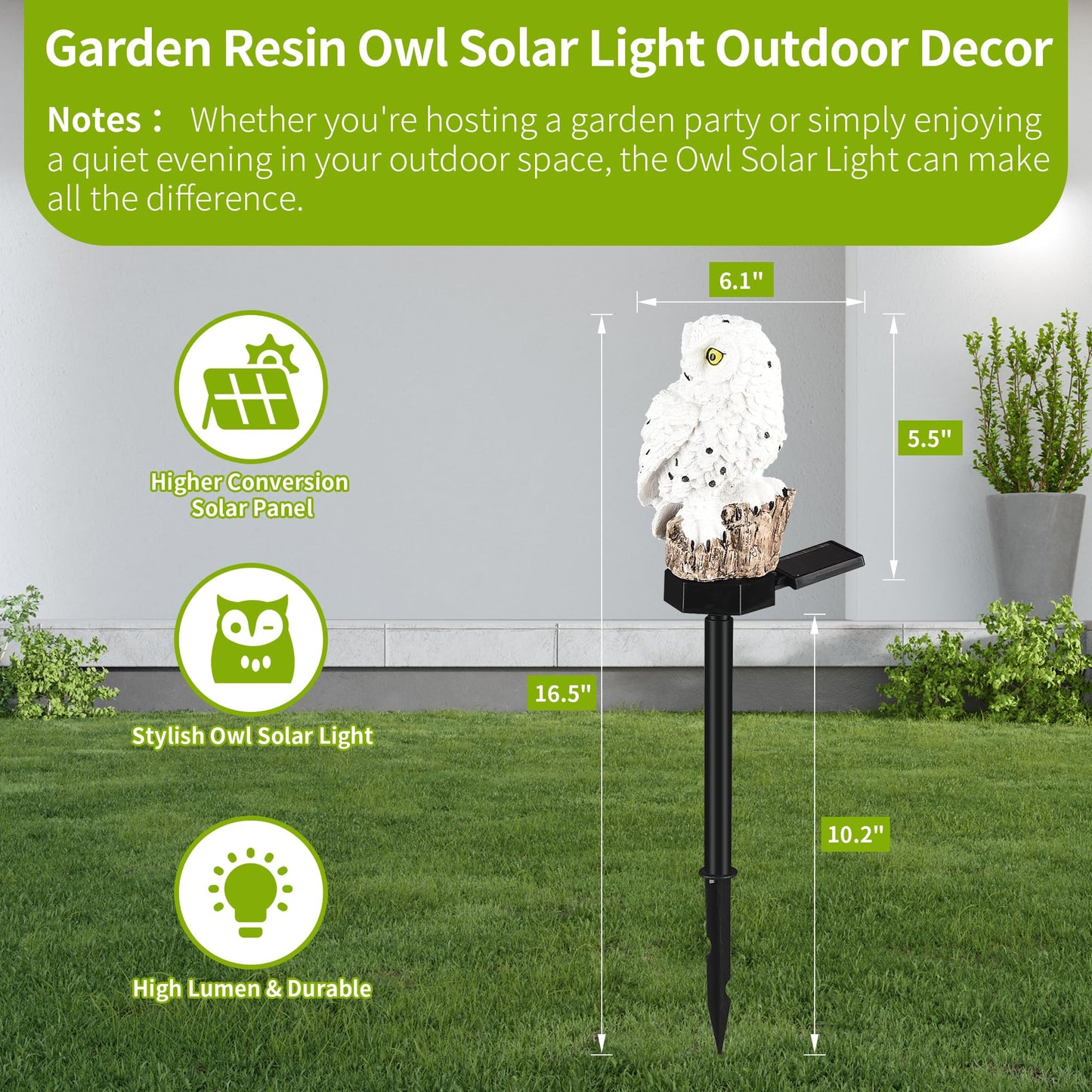 XURLEQ Garden Solar Light Outdoor Decor, Solar LED Light with Stake, Waterproof for Walkway Courtyard Party Decoration, White and Black Owl