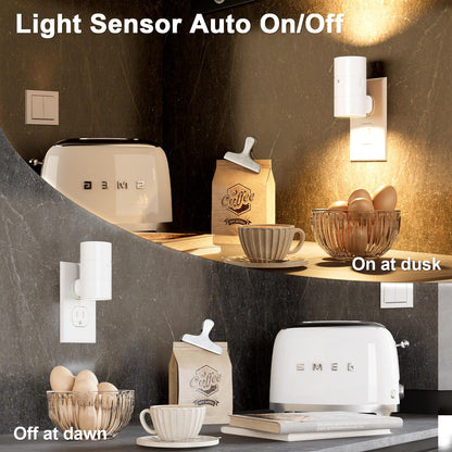 NIORSUN Night Lights Plug into Wall, Dimmable with 3 Color Modes & Auto On/Off Sensor, Ultra-Slim Nightlight for Hallway, Bathroom, Bedroom, Nursery, Kitchen (4 Pack, Black)