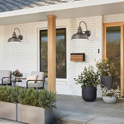 Bestshared 16 Inch Large Gooseneck Barn Light Farmhouse Wall Mount Light Fixture Exterior Sconce Lighting Outdoor Wall Lantern Light Vintage Farmhouse Barn Light(ORB+White, 16"-1pack)