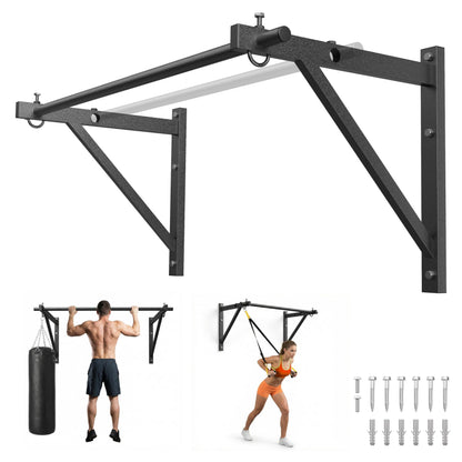 HANDBODE Pull Up Bar for Doorway and Wall Mount - Chin Up Bars for Home Gym, 52‘’ in Upper Body Workout Equipment with 500 lbs Capacity, Portable Thickened Steel Construction, Joist Mounted