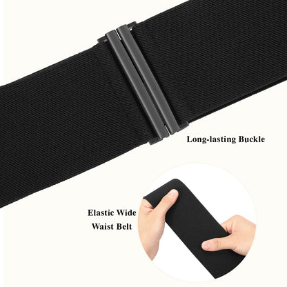 SANSTHS Women Wide Elastic Belts for Dresses Corset Waist Belts Ladies Cinch Belts Thick Stretchy Waistband,black,S