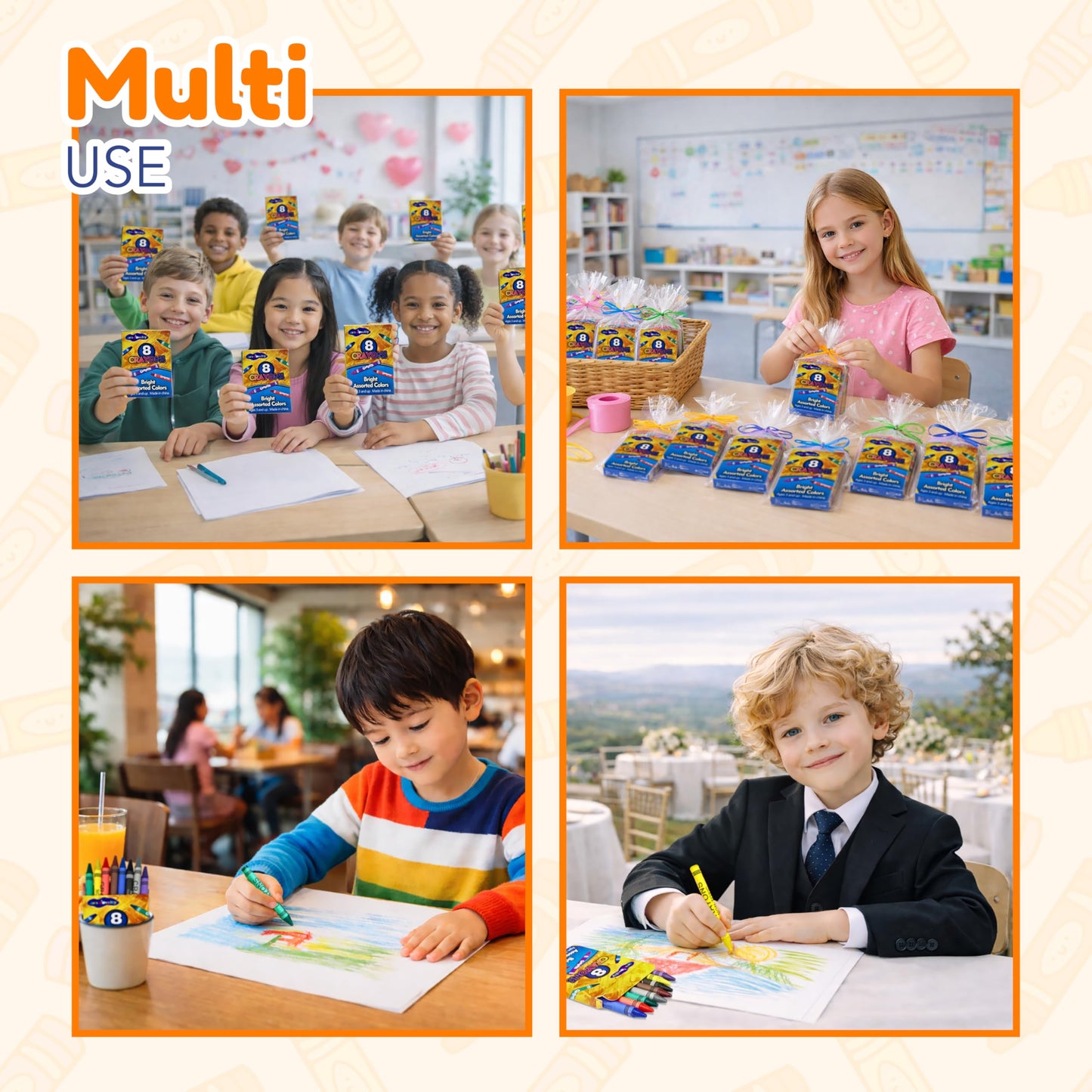 4E's Novelty 48 Boxes of 8-Packs Bulk Crayons for Kids, Classroom Crayons Bulk Teachers Supplies, School Supplies, Restaurants, Birthday Party Favors Non-Toxic (48 of 8-Packs)
