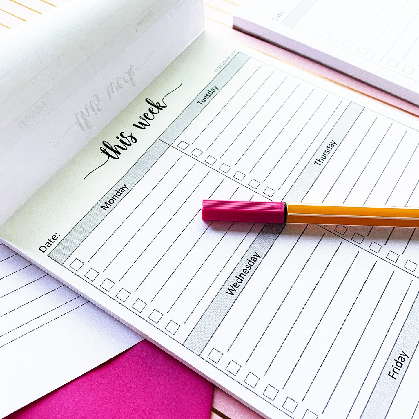 321Done 8.5x11 Weekly Checklist Notepad, Made in USA, Letter Size Tear-Off Undated Planning Pad, Work and Personal Organizer To Do List Pad, Desk Planner, Productivity Tracker - 50 Sheets
