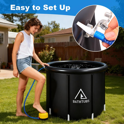 STARBRILLIANT Ice Bath Tub for Athletes, 85 Gal Portable Cold Plunge Tub with Pump for Cold Water Therapy and Recovery, Indoor & Outdoor and Gym, Black