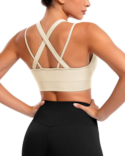 WANAYOU High Support Sports Bras for Women Cross Back Workout Sports Bra