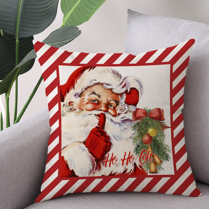 Coeufuedy Christmas Pillow Covers 18x18 Set of 4 Candy Canes Elk Santa Claus Sleigh Rides Winter Holiday Decoration Cushion Case for Sofa Couch Home Decor