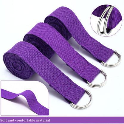 6 Pcs Yoga Strap for Stretching 8 Ft Yoga Exercise Adjustable Straps Bands with Safe Adjustable D Ring Buckle for Pilates Gym Workouts Fitness Improves Sitting Posture(Purple)