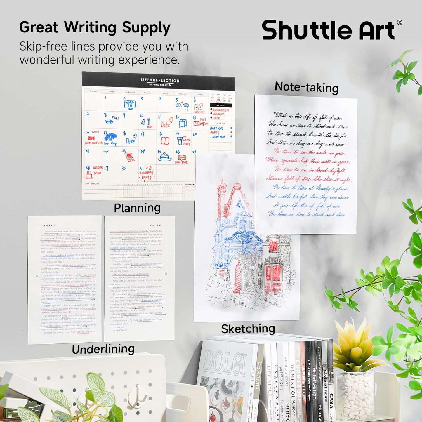 Shuttle Art Retractable Gel Pens, 20 Pack 0.7mm Medium Point Rollerball 10 Black 5 Red 5 Blue Ink Pens Smooth Writing with Comfortable Grip for Writing Journaling Taking Notes Office School Home
