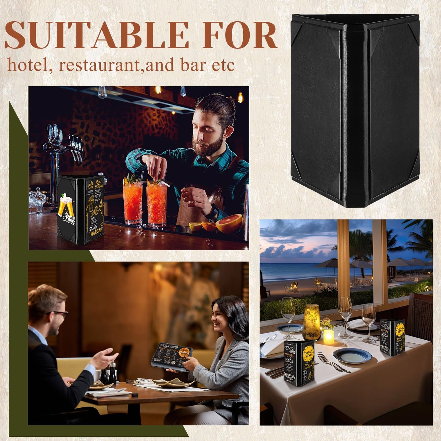 Mumufy 30 Pcs 4 x 6 Inch Triangle Table Tent Leatherette Menu Holders 3 Sided Menu Cover Frame Menu Sign Holders for Restaurant Cafe Bar Wedding