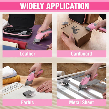 WORKPRO 4V Cordless Electric Scissors With 2 blades, Fabric, Leather, Carpet and Cardboard Cutter, 2000mAh Rechargeable Powerful shears with Storage Case